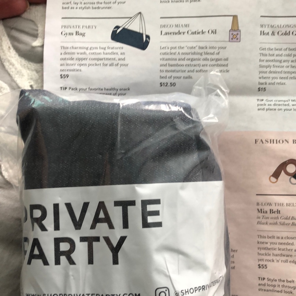 Private Party Gym Bag NWT